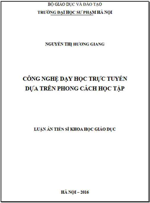 Luận án Công nghệ dạy học trực tuyến dụa trên phong cách học tập