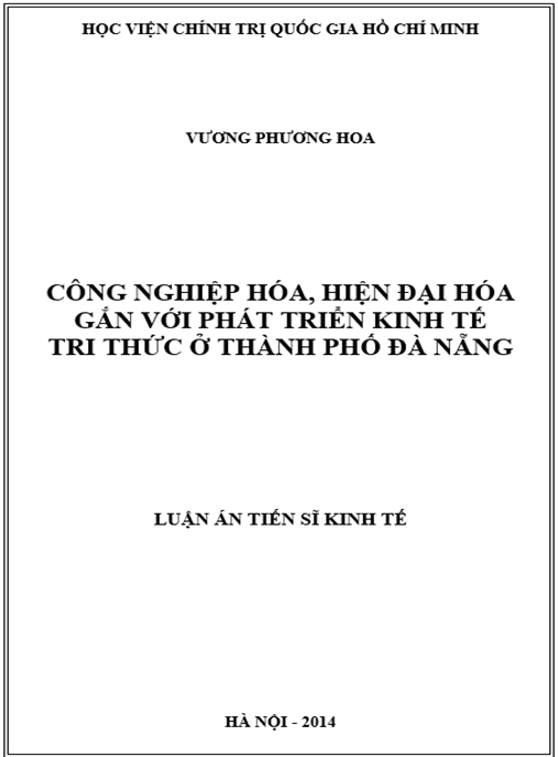 Luận án Công nghiệp hóa, hiện đại hóa gắn với phát triển kinh tế tri thức ở thành phố Đà Nẵng