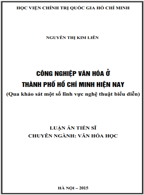 Luận án Công nghiệp văn hóa ở Thành phố Hồ Chí Minh hiện nay