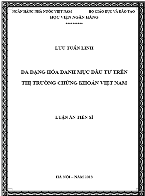 Luận án Đa dạng hóa danh mục đầu tư trên thị trường chứng khoán Việt Nam
