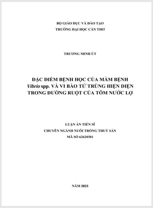 Luận án Đặc điểm bệnh học của mầm bệnh Vibrio spp. và vi bào tử trùng hiện diện trong đường ruột ở tôm nước lợ