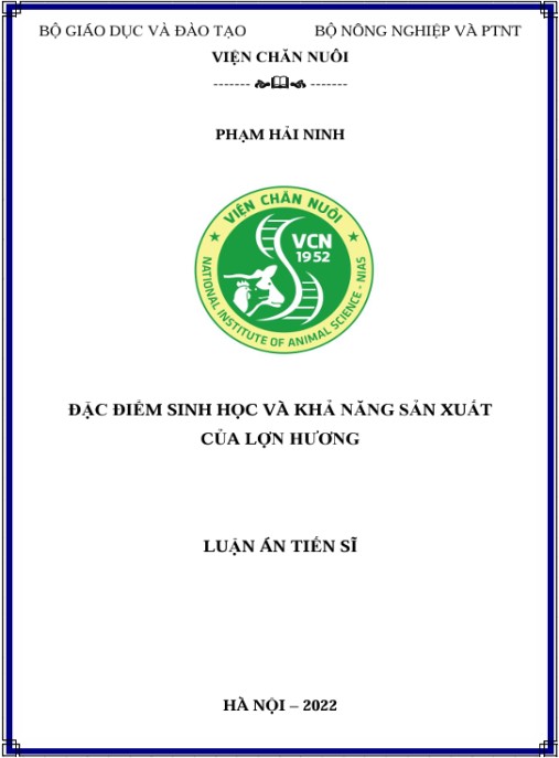 Luận án Đặc điểm sinh học và khả năng sản xuất của lợn Hương