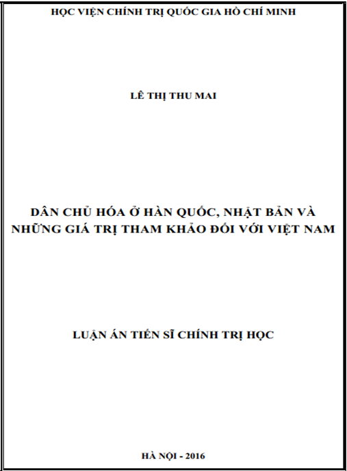 Luận án Dân chủ hóa ở Hàn Quốc, Nhật Bản và những giá trị tham khảo đối với Việt Nam