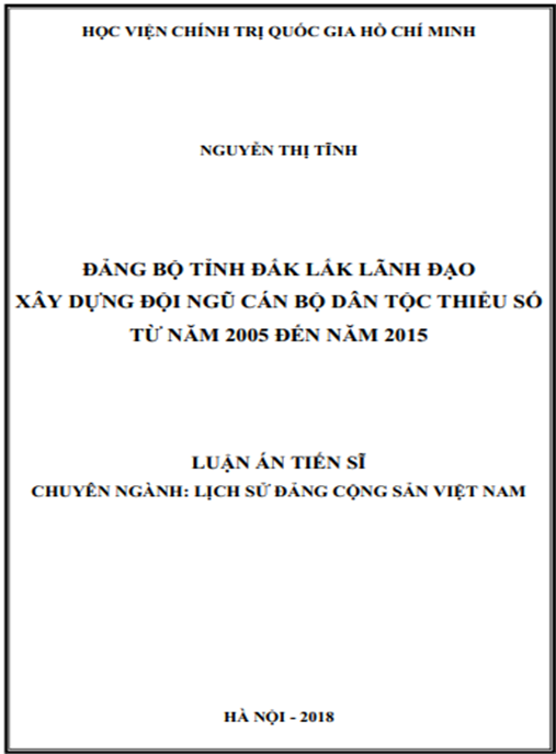 Luận án Đảng bộ tỉnh Đắk Lắk lãnh đạo xây dựng đội ngũ cán bộ dân tộc thiểu số từ năm 2005 đến năm 2015