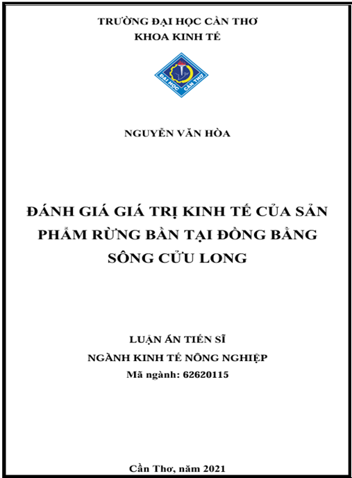 Luận án Đánh giá giá trị kinh tế của sản phẩm rừng bần tại đồng bằng sông Cửu Long