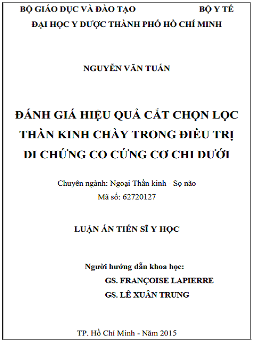 Luận án Đánh giá hiệu quả cắt chọn lọc thần kinh chày trong điều trị di chứng co cứng cơ chi dưới