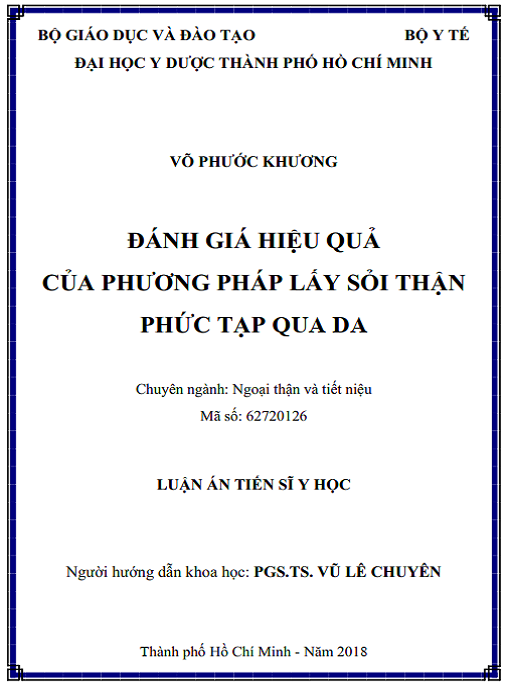 Luận án Đánh giá hiệu quả phương pháp lấy sỏi thận phức tạp qua da
