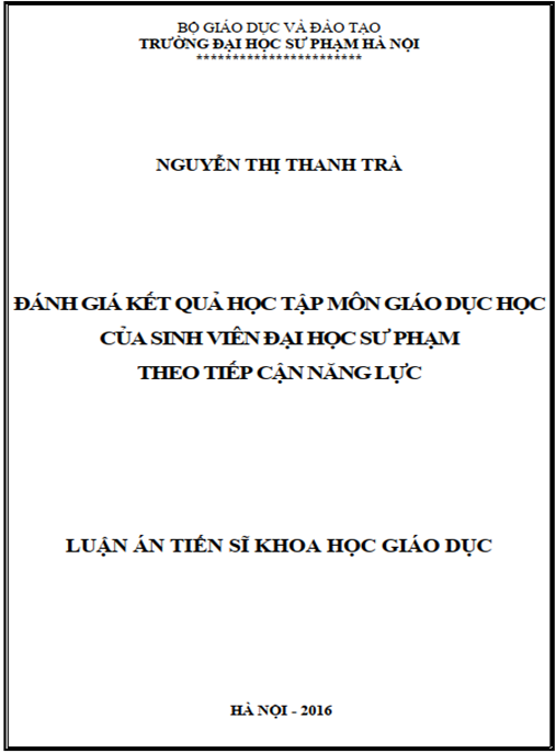 Luận án Đánh giá kết quả học tập môn Giáo dục học của sinh viên Đại học Sư phạm theo tiếp cận năng lực