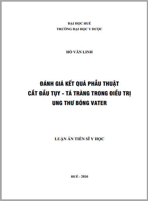Luận án Đánh giá kết quả phẫu thuật cắt đầu tụy tá tràng trong điều trị ung thư bóng Vater.