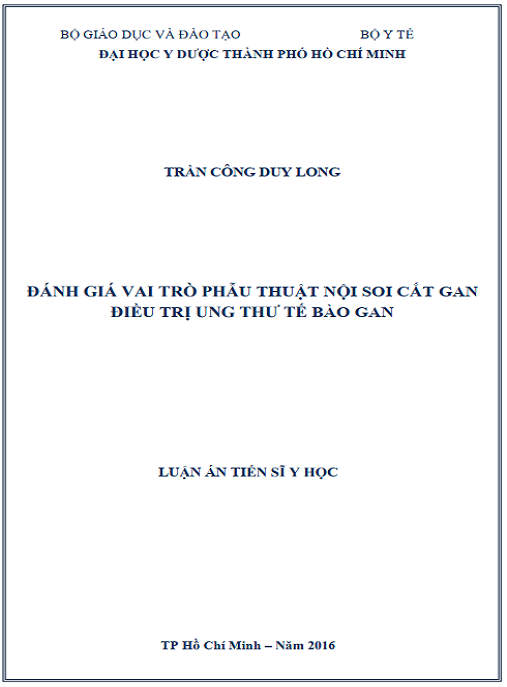 Luận án Đánh giá vai trò phẫu thuật nội soi cắt gan điều trị ung thư tế bào gan