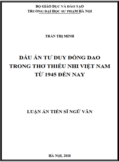 Luận án Dấu ấn tư duy đồng dao trong thơ thiếu nhi Việt Nam từ 1945 đến nay