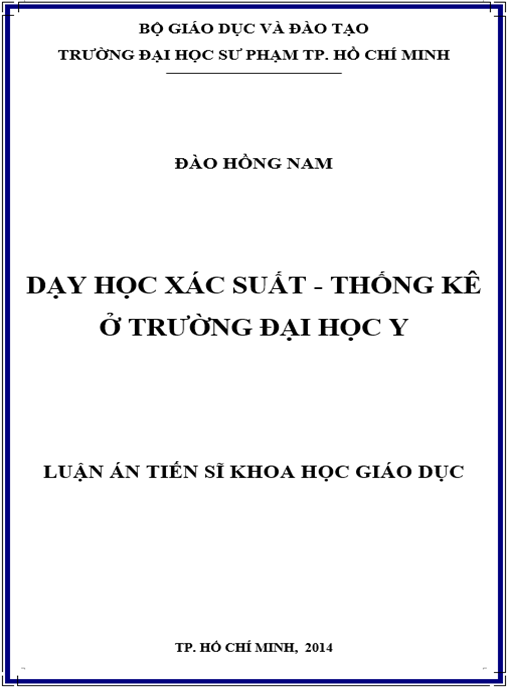 Luận án Dạy học Xác suất – Thống kê ở trường Đại học Y