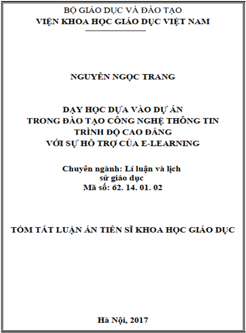 Luận án Dạy học dựa vào dự án trong đào tạo công nghệ thông tin trình độ cao đẳng với sự hỗ trợ của Elearning
