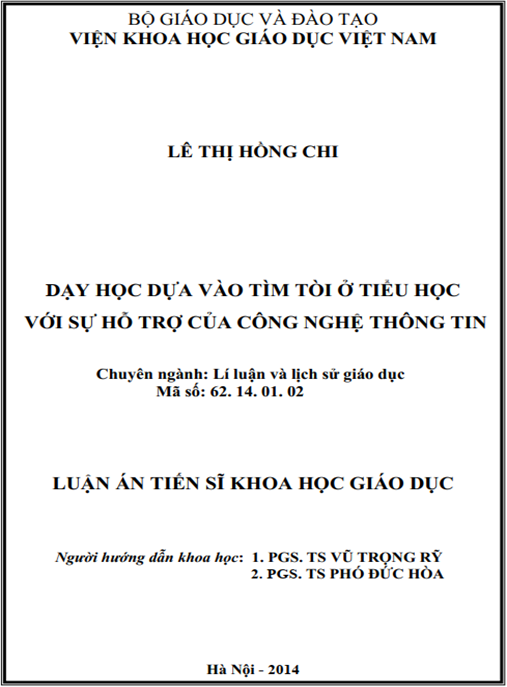 Luận án Dạy học dựa vào tìm tòi ở tiểu học với sự hỗ trợ của công nghệ thông tin