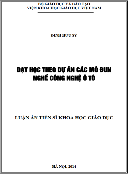 Luận án Dạy học theo dự án các mô đun nghề Công nghệ ô tô