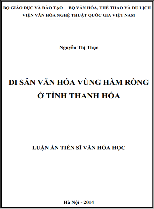 Luận án Di sản văn hóa vùng Hàm Rồng ở tỉnh Thanh Hóa