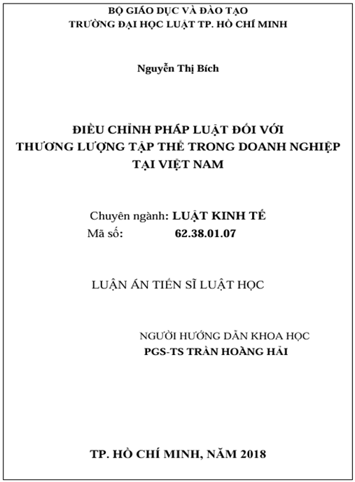 Luận án Điều chỉnh pháp luật đối với thương lượng tập thể trong doanh nghiệp tại Việt Nam