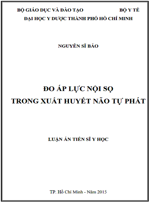 Luận án Đo Áp Lực Nội Sọ Trong Xuất Huyết Não Tự Phát