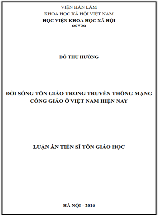 Luận án Đời sống tôn giáo trong truyền thông mạng Công giáo ở Việt Nam hiện nay
