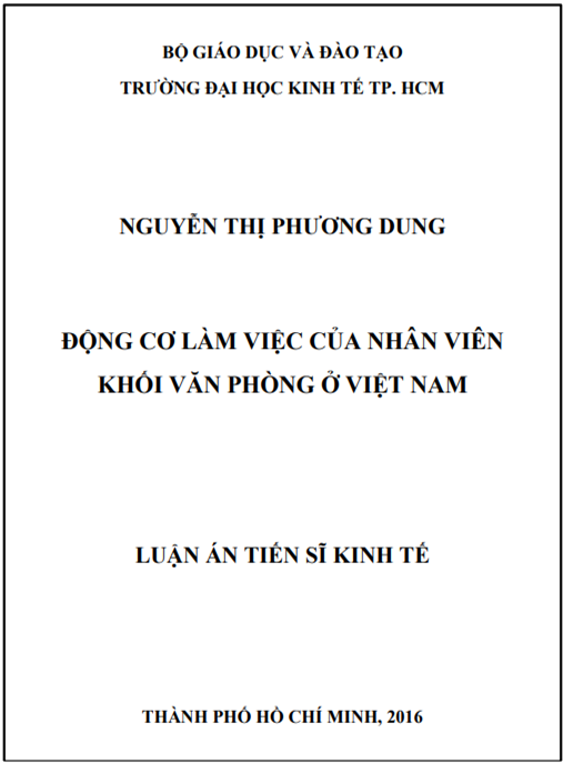 Luận án Động cơ làm việc của nhân viên khối văn phòng ở Việt Nam