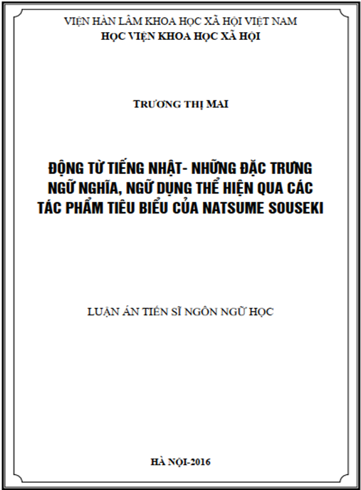 Luận án Động từ tiếng Nhật – Những đặc trưng ngữ nghĩa, ngữ dụng thể hiện qua các tác phẩm tiêu biểu của Natsume Souseki