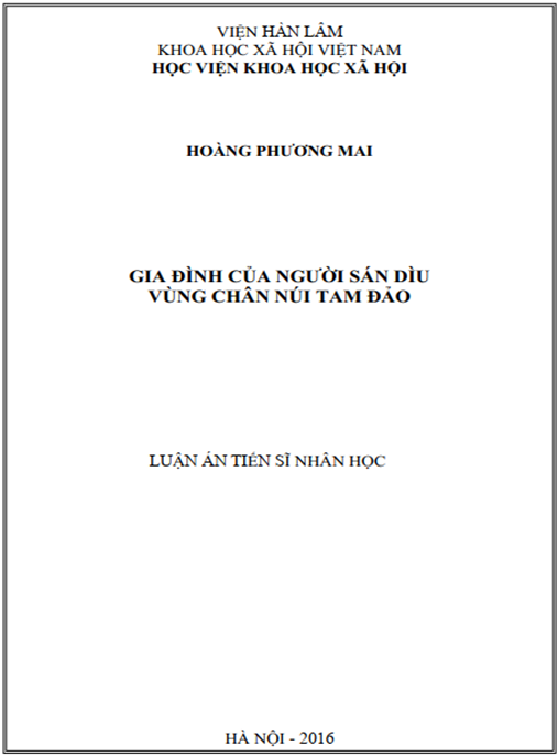 Luận án Gia đình của người Sán Dìu vùng chân núi Tam Đảo