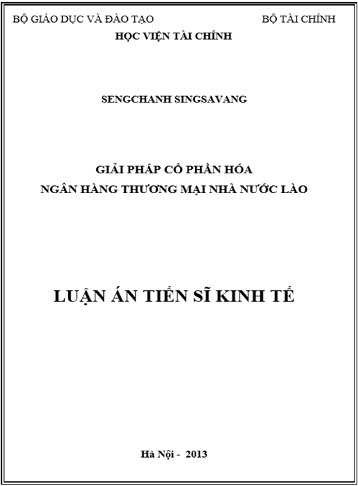 Luận án Giải pháp Cổ phần hóa Ngân hàng Thương mại Nhà nước Lào