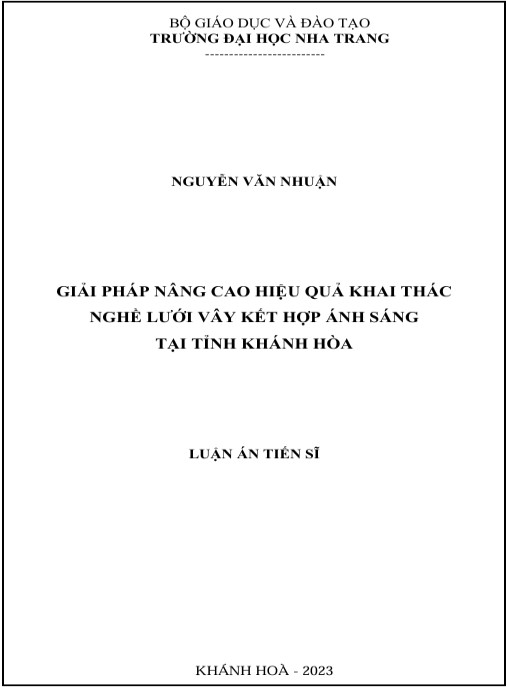 Luận án Giải pháp nâng cao hiệu quả khai thác nghề lưới vây kết hợp ánh sáng tại tỉnh Khánh Hòa