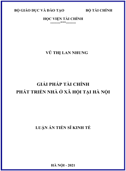 Luận án Giải pháp tài chính phát triển nhà ở xã hội tại Hà Nội.