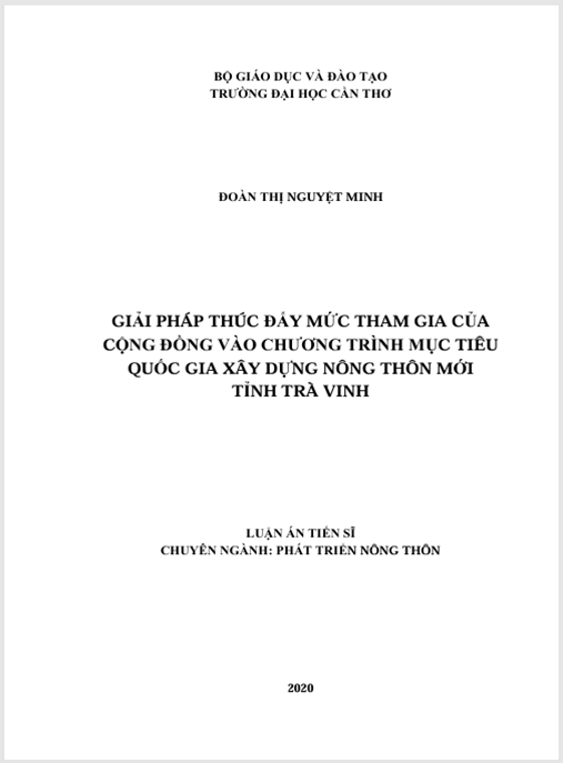 Luận án Giải pháp thúc đẩy mức độ tham gia của cộng đồng vào chương trình mục tiêu quốc gia xây dựng nông thôn mới tỉnh Trà Vinh