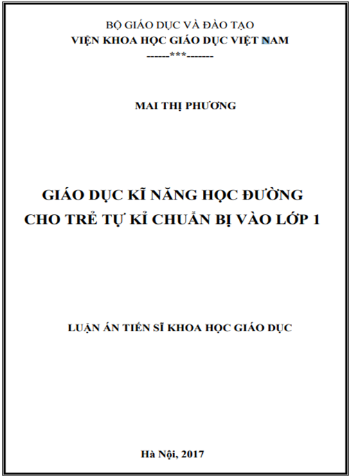 Luận án Giáo dục kĩ năng học đường cho trẻ tự kỉ chuẩn bị vào lớp 1
