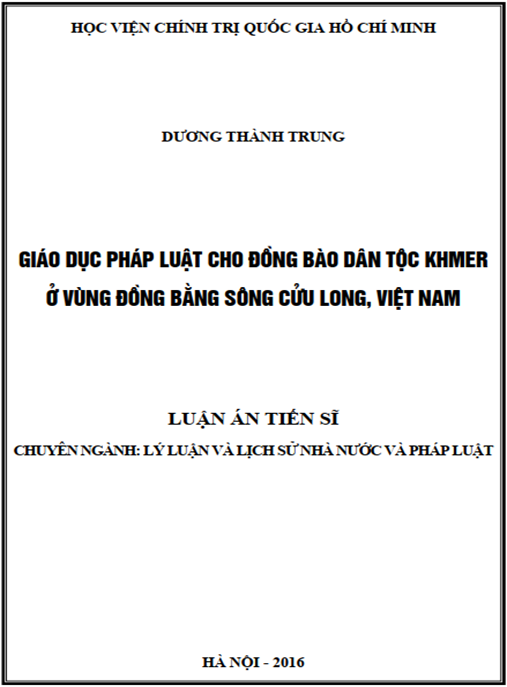 Luận án Giáo dục pháp luật cho đồng bào dân tộc Khmer ở cùng đồng bằng sông Cửu long, Việt Nam