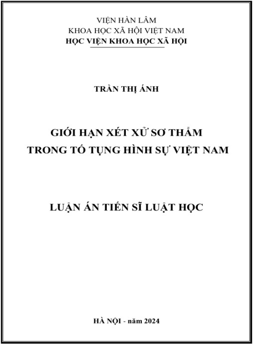 Luận án Giới hạn xét xử sơ thẩm trong tố tụng hình sự Việt Nam