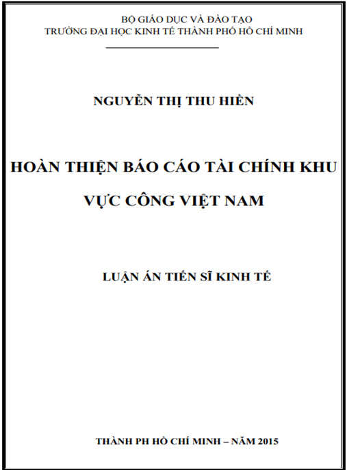Luận án HOÀN THIỆN BÁO CÁO TÀI CHÍNH KHU VỰC CÔNG VIỆT NAM