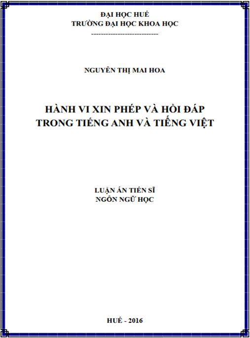Luận án Hành vi xin phép và hồi đáp trong tiếng Anh và tiếng Việt