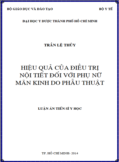 Luận án Hiệu quả của điều trị nội tiết đối với phụ nữ mãnh kinh do phẫu thuật