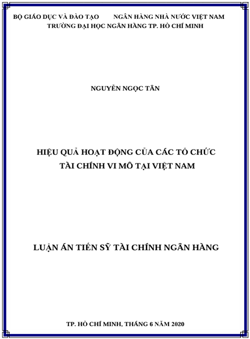 Luận án Hiệu quả hoạt động của các tổ chức tài chính vi mô tại Việt Nam