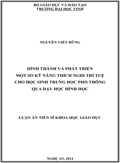 Luận án Hình thành và phát triển một số kỹ năng thích nghi trí tuệ cho học sinh trung học phông qua dạy học Hình học