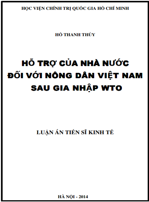 Luận án Hỗ trợ của Nhà nước đối với nông dân Việt Nam sau gia nhập WTO