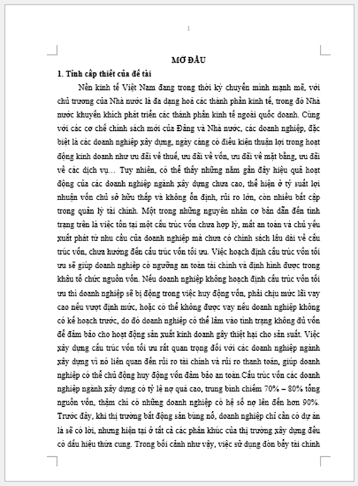 Luận án Hoàn thiện cấu trúc vốn các doanh nghiệp ngành xây dựng niêm yết trên thị trường chứng khoán Việt Nam