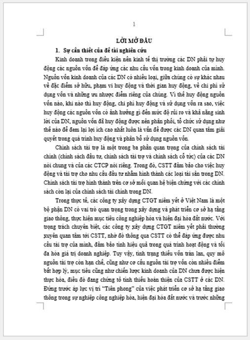 Luận án Hoàn thiện chính sách tài trợ của các công ty xây dựng công trình giao thông niêm yết ở Việt Nam