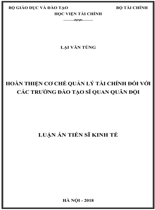 Luận án Hoàn thiện cơ chế quản lý tài chính đối với các trường đào tạo sĩ quan quân đội