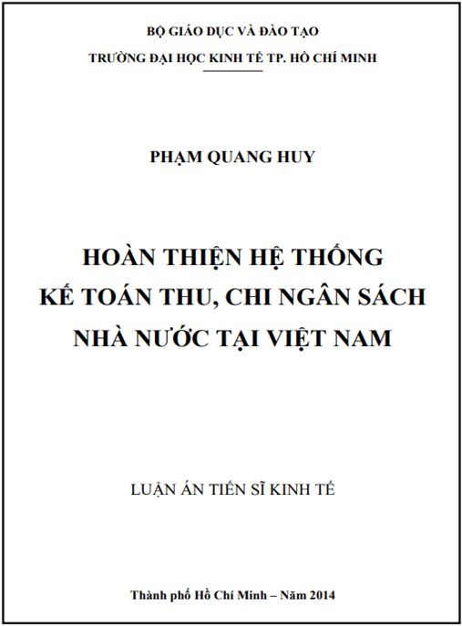 Luận án Hoàn thiện hệ thống kế toán thu, chi ngân sách nhà nước tại Việt Nam