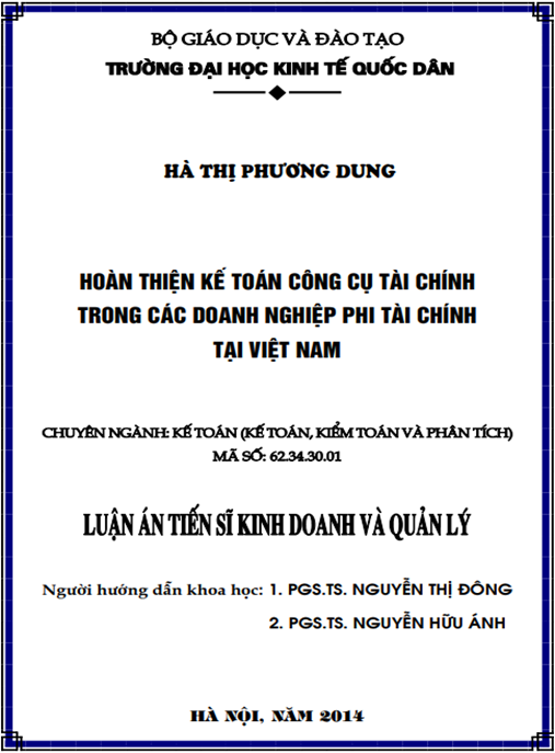 Luận án Hoàn thiện kế toán công cụ tài chính trong các doanh nghiệp phi tài chính tại Việt Nam