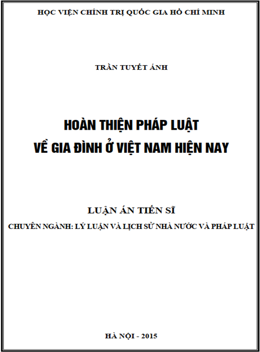 Luận án Hoàn thiện pháp luật về gia đình ở Việt Nam hiện nay