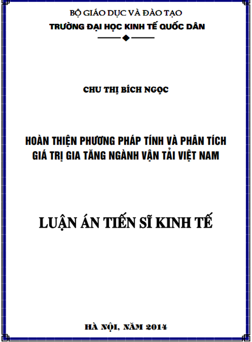 Luận án Hoàn thiện phương pháp tính và phân tích giá trị gia tăng ngành Vận tải Việt Nam