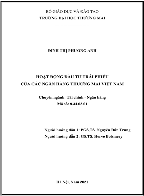 Luận án Hoạt động đầu tư trái phiếu của ngân hàng thương mại Việt Nam