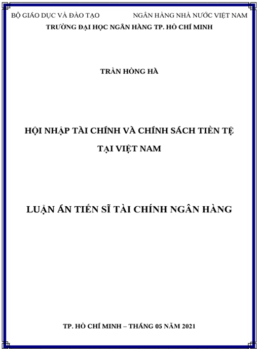 Luận án Hội nhập tài chính và chính sách tiền tệ tại Việt Nam