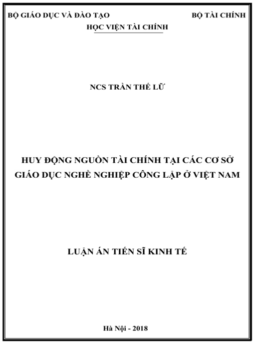 Luận án Huy động nguồn tài chính tại các cơ sở giáo dục nghề nghiệp công lập ở Việt Nam