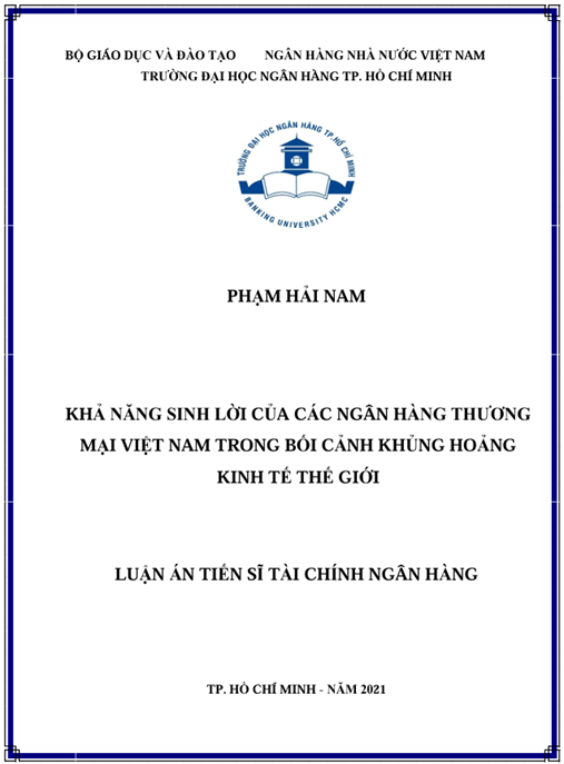 Luận án Khả năng sinh lời của các ngân hàng thương mại Việt Nam trong bối cảnh khủng hoảng kinh tế thế giới